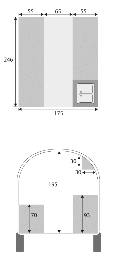 Street Buddy M mit Produktansicht und Maßskizze