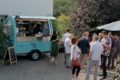 Turquoise sales trailer for baked potatoes at Event